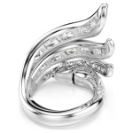 Vienna cocktail ring Mixed cuts, Swan, White, Rhodium plated